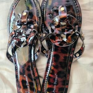 Pierre Dumas Women's Leopard Print Patent Sandals
